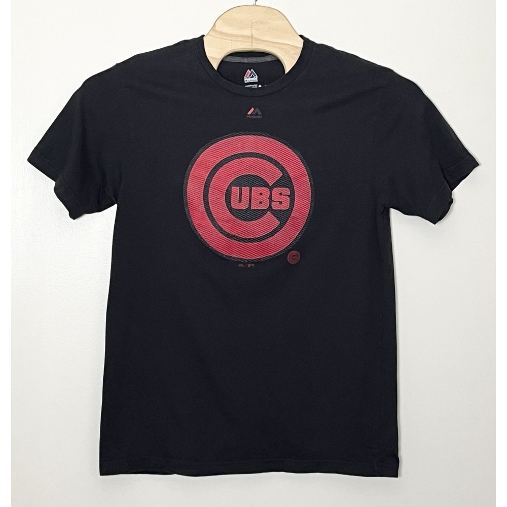 Majestic Chicago Cubs T-Shirt Men's Large Black MLB Baseball Gym Sports